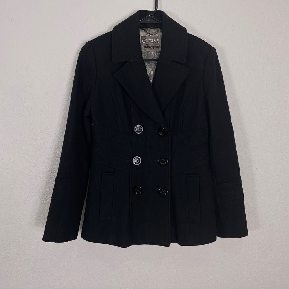 Guess Black Wool Blend Peacoat‎ Women’s Small